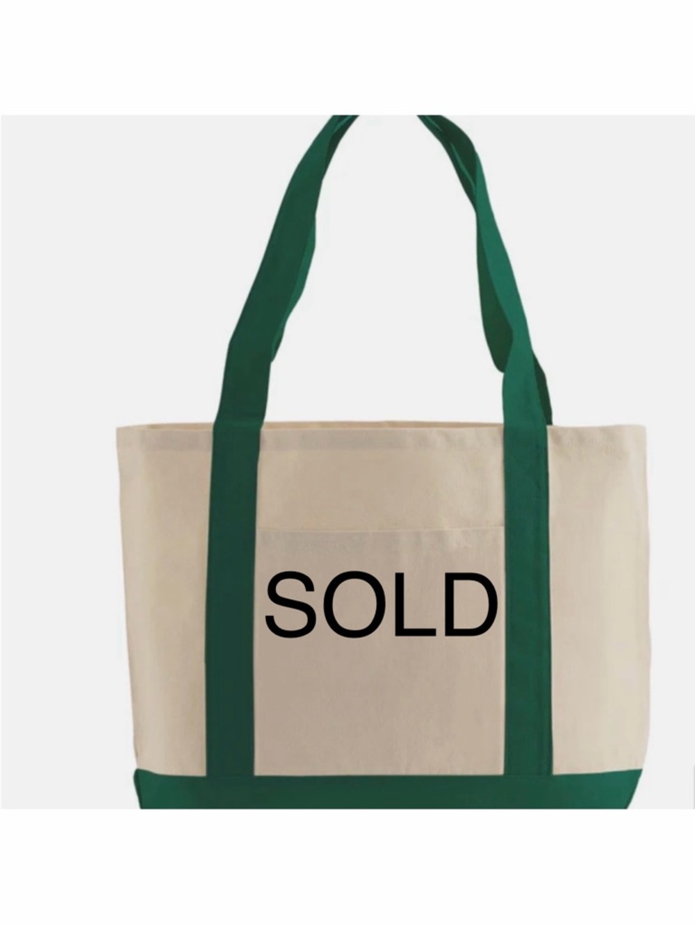 Canvas Tote Bag with Green Accents the same size as those at Trader Joe's